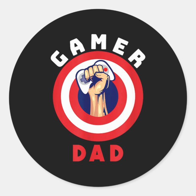 Pegatina Redonda Gamer Dad Funny Gaming Quotes Cool Fathers Gift  (Anverso)
