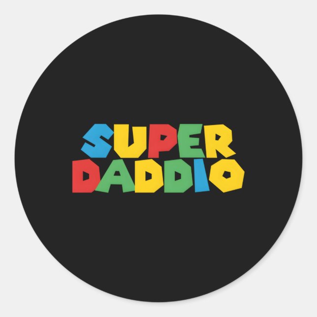 Pegatina Redonda Gamer Daddio Super Dad (Anverso)