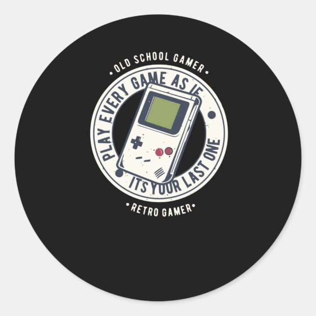 Pegatina Redonda Gamer de OldSchool (Anverso)