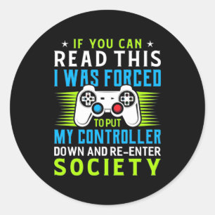 Pegatina Redonda Gamer Fue Obligado A Poner Mi Controlador
