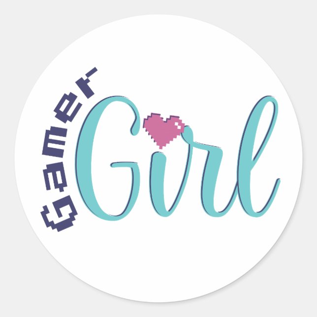 Pegatina Redonda Gamer Girl Sticker - Cute Gaming Gift (Anverso)