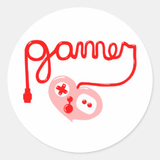 Pegatina Redonda Gamer Heart