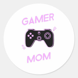 Pegatina Redonda Gamer Mom - Madres que aman los videojuegos