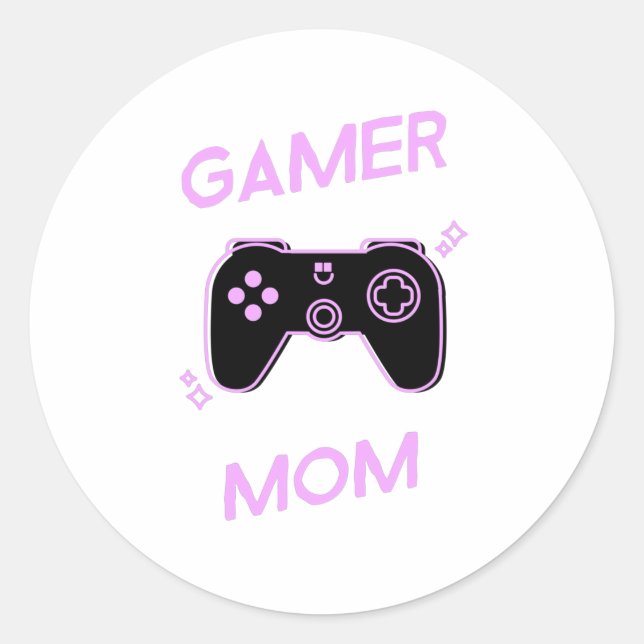 Pegatina Redonda Gamer Mom - Madres que aman los videojuegos (Anverso)