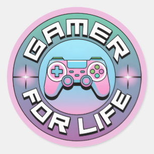 Pegatina Redonda Gamer para la vida