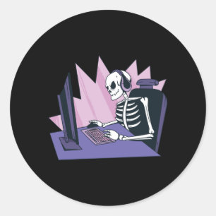 PEGATINA REDONDA GAMER SKELETON