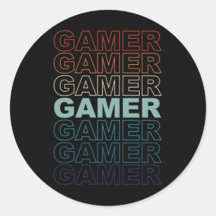 Pegatina Redonda Gamer Vintage Retro Gamers Videojuegos Videojuegos