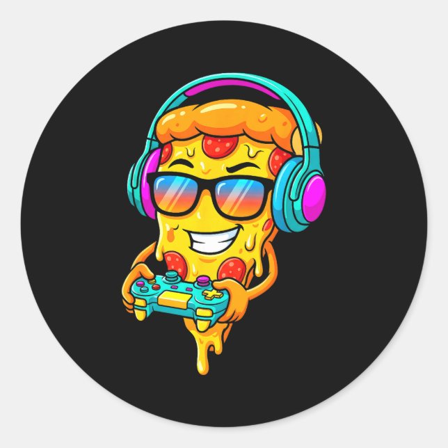 Pegatina Redonda Gamer Zza Slice Video Gaming Boy Enthusiast Gamer  (Anverso)