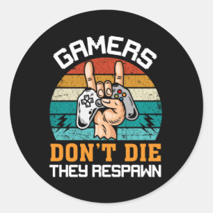 Pegatina Redonda Gamers Art Vintage que reaparecen
