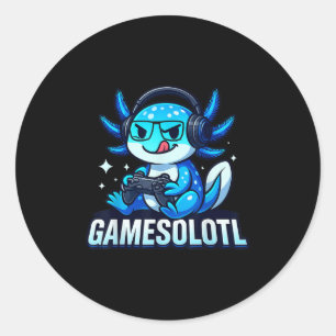Pegatina Redonda Gamesolotl Ajolote Pez Gamer Juegos Anime Video G