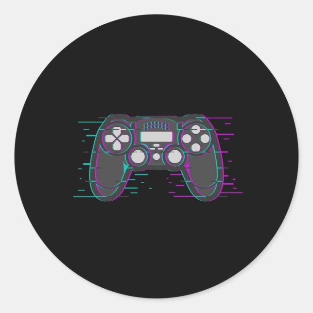 Pegatina Redonda Gaming Controller Game Gamer Video Game Gift Idea (Anverso)