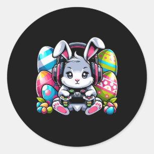 Pegatina Redonda Gaming Feliz Día de Pascua Bunny Egg Niños diverti