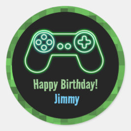 Pegatina Redonda Gaming Happy Birday
