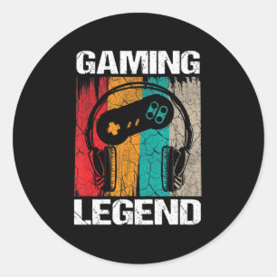 Pegatina Redonda Gaming Legend Gamer Videojuegos Regalos de época N