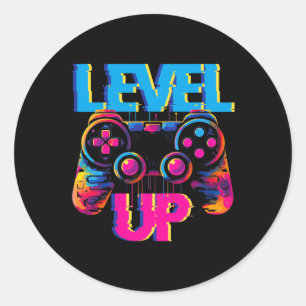 Pegatina Redonda Gaming Level Game Controller Video Game Game Art