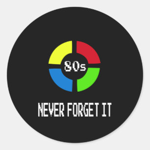 Pegatina Redonda Gaming - Never Forget Is 80's Gamer Gadget