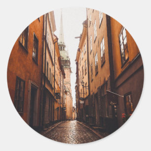 Pegatina Redonda Gamla Stan, Estocolmo, Suecia