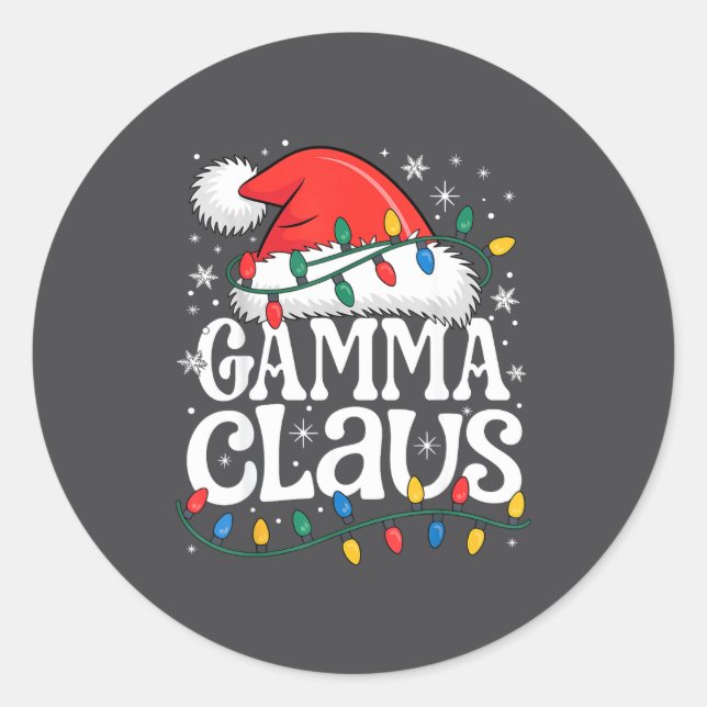 Pegatina Redonda Gamma Claus Funny Xmas Christmas Grandma Holiday S (Anverso)
