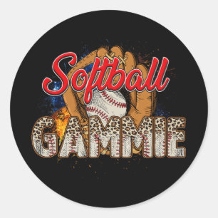 Pegatina Redonda Gammie Baseball Gammie Leopard Fun Día de la Madre