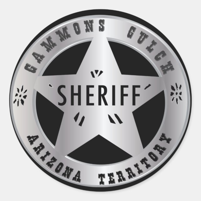 Pegatina Redonda Gammons Gulch Sheriffs Badge Shickers (Anverso)