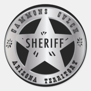 Pegatina Redonda Gammons Gulch Sheriffs Badge Shickers