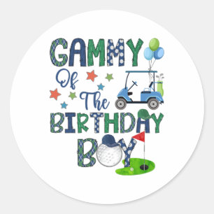 Pegatina Redonda Gammy De Un Niño De Cumpleaños En Un Amante Del Go