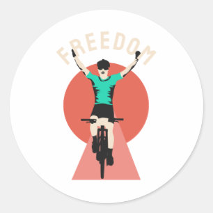 Pegatina Redonda Ganador Biker Retro Style Freedom