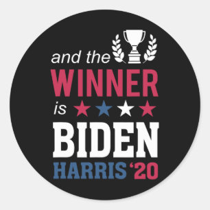 Pegatina Redonda Ganador campeón presidente Joe Biden Kamala Harris