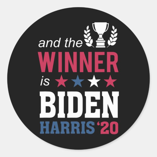 Pegatina Redonda Ganador campeón presidente Joe Biden Kamala Harris (Anverso)