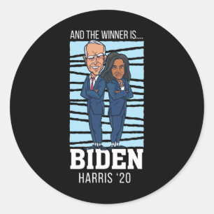 Pegatina Redonda Ganador campeón presidente Joe Biden Kamala Harris