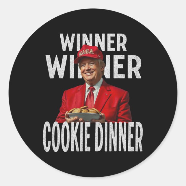 Pegatina Redonda Ganador Cookie Dinner Funny Trump 2024 47th (Anverso)