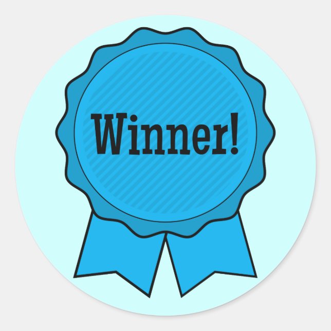 Pegatina Redonda Ganador de cinta azul (Anverso)