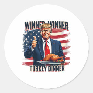 Pegatina Redonda Ganador de la cena en Turquía Divertido Trump Than
