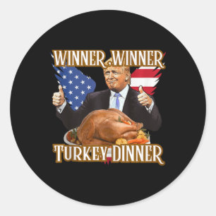Pegatina Redonda Ganador de la cena en Turquía Divertido Trump Than