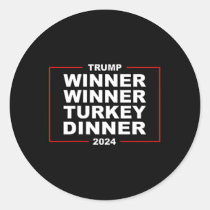 Pegatina Redonda Ganador de la cena en Turquía Trump 47 Victoria Gr