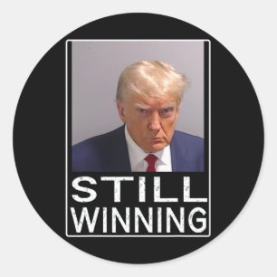 Pegatina Redonda Ganador - Divertido Trump Mug Shot - Trump Mug Sho