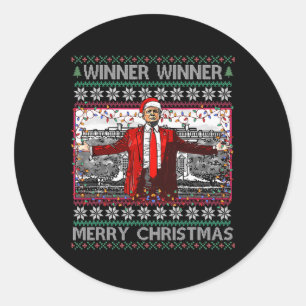 Pegatina Redonda Ganador Feliz Navidad Gracioso Santa Trump 20