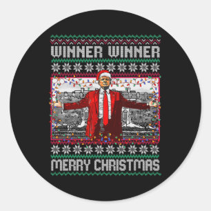 Pegatina Redonda Ganador Feliz Navidad Gracioso Santa Trump 20