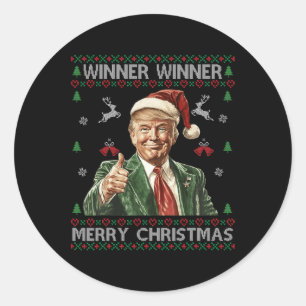 Pegatina Redonda Ganador Feliz Navidad Trump Santa Ugly Swe