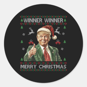 Pegatina Redonda Ganador Feliz Navidad Trump Santa Ugly Swe