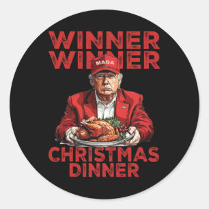 Pegatina Redonda Ganador Navidad Cena Agradecido Trump Sant