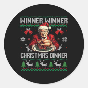 Pegatina Redonda Ganador Navidad cena Santa Trump fea sw
