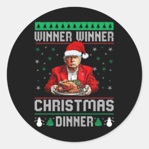 Pegatina Redonda Ganador Navidad cena Santa Trump fea sw