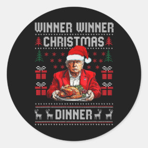 Pegatina Redonda Ganador Navidad cena Santa Trump fea sw