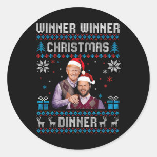 Pegatina Redonda Ganador Navidad cena Santa Trump fea sw