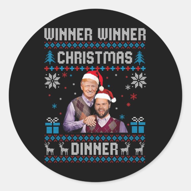 Pegatina Redonda Ganador Navidad cena Santa Trump fea sw (Anverso)