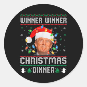 Pegatina Redonda Ganador Navidad cena Santa Trump fea sw
