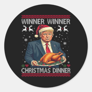 Pegatina Redonda Ganador Navidad cena Santa Trump fea sw