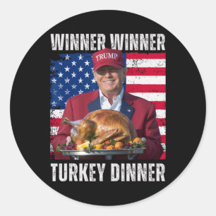 Pegatina Redonda Ganador Navidad cena Santa Trump fea sw