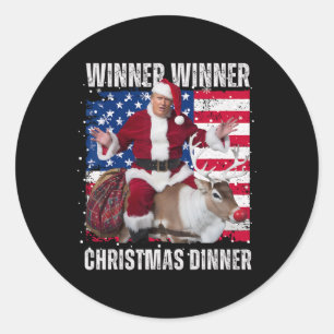 Pegatina Redonda Ganador Navidad cena Santa Trump fea sw